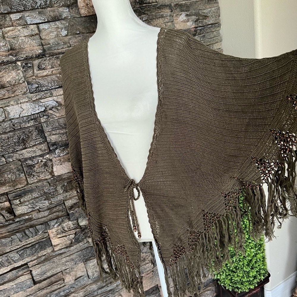 SOLD‼️‼️Ralph Lauren Brown Knit Poncho - Picture 3 of 16